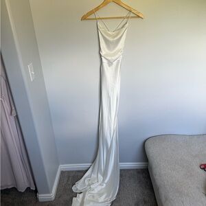 Elegant White Satin Wedding Gown